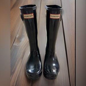 Hunter Original Black Glossy Rain Boot - Kids Unisex- Sz 3B